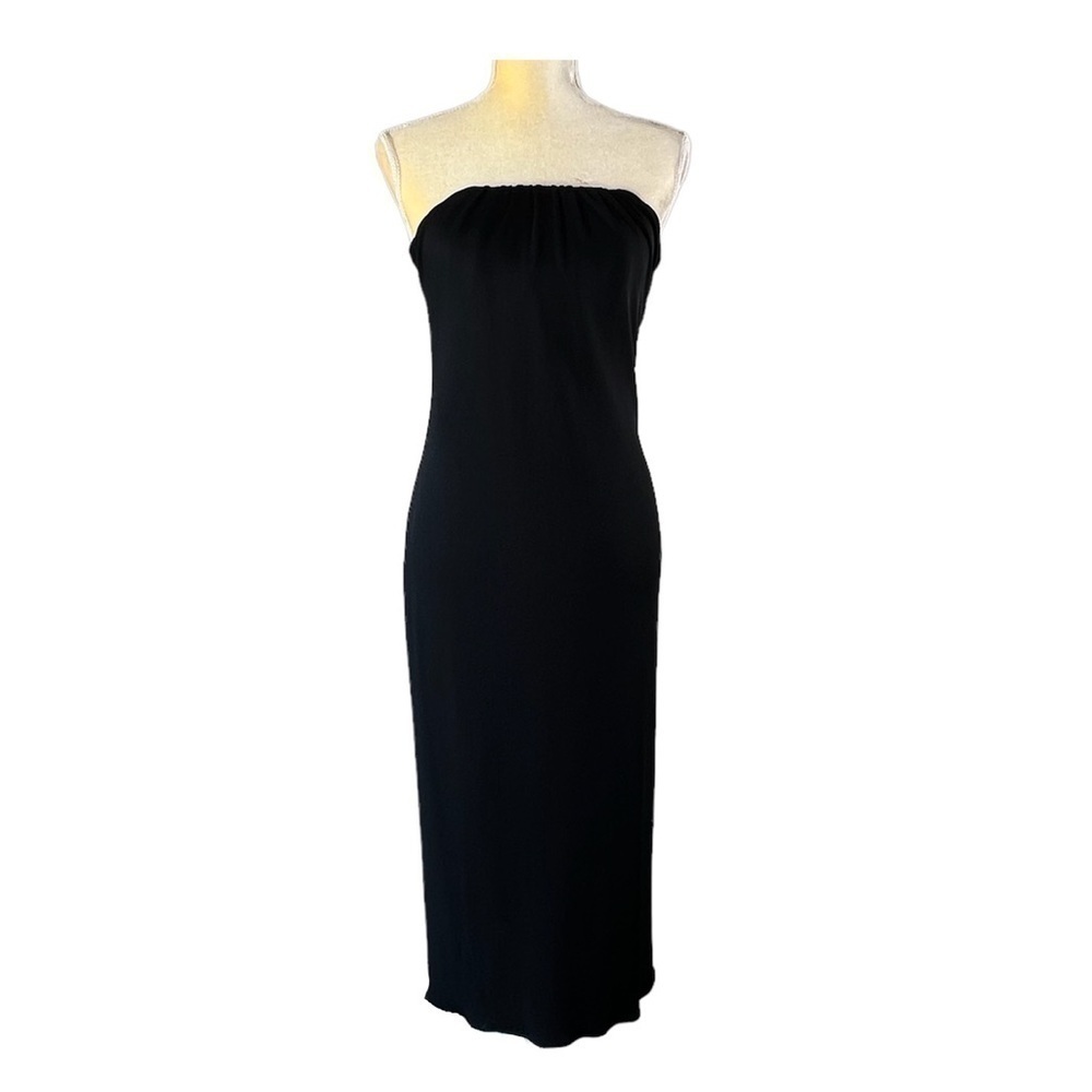 Vintage Giorgio Armani Black Label Strapless Midi Dress Size 8 Knit Fabric Italy